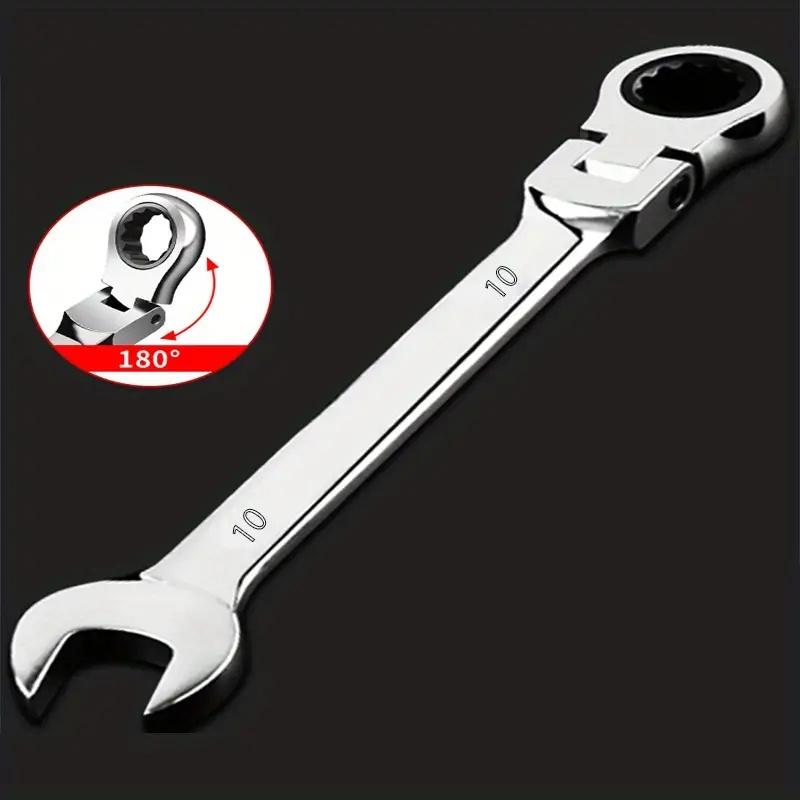 1pc Universal 72-tooth Ratchet Wrench Dual-purpose Wrench Movable Head Ratchet Wrench Open Plum Labor-saving Quick Wrench