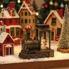 Enfeites de Janela de Inverno Fantasiosos Lanterna de Neve de Natal Trem com Papai Noel/Boneco de Neve/Árvore, Luminária de Mesa a Vapor Retrô, Fotografia Criativa de Feriado