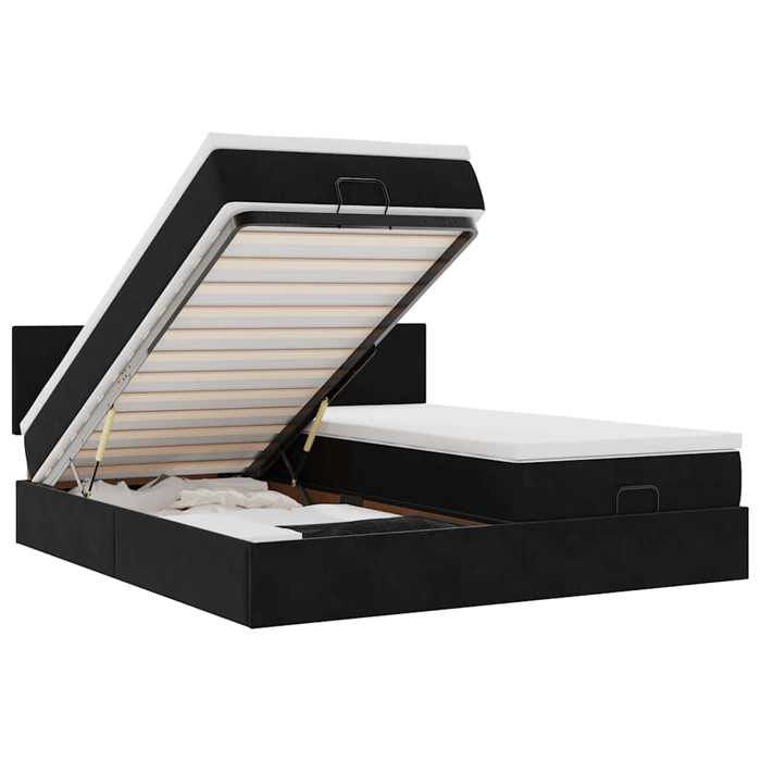 VidaXL Cadre de lit ottoman avec matelas noir 200x200cm velours 3312913