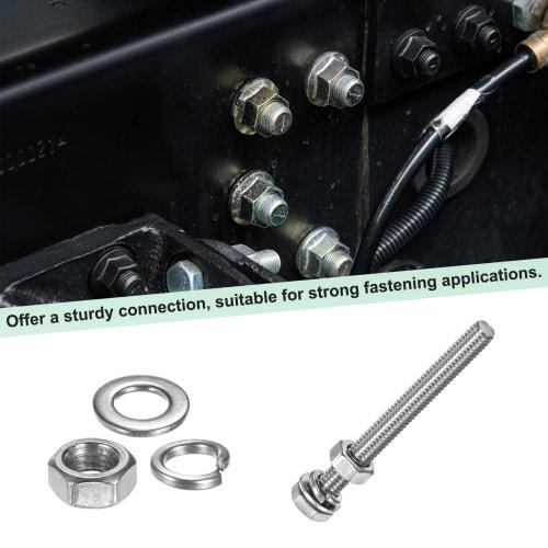 METERXITY 10-Pack Hex Head Screws, Bolts, Nuts, Flat Washers, and Lock Washers, M6x60mm Stainless Steel Bolt and Nut Kit for Equipment/Machinery, Full