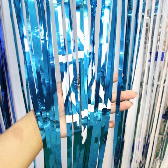 1/2/3Pcs Hanukkah Rain Curtain Background Shiny Metal Texture Three-Color Gradient Visual Effect Rain Curtain Holiday Decoration