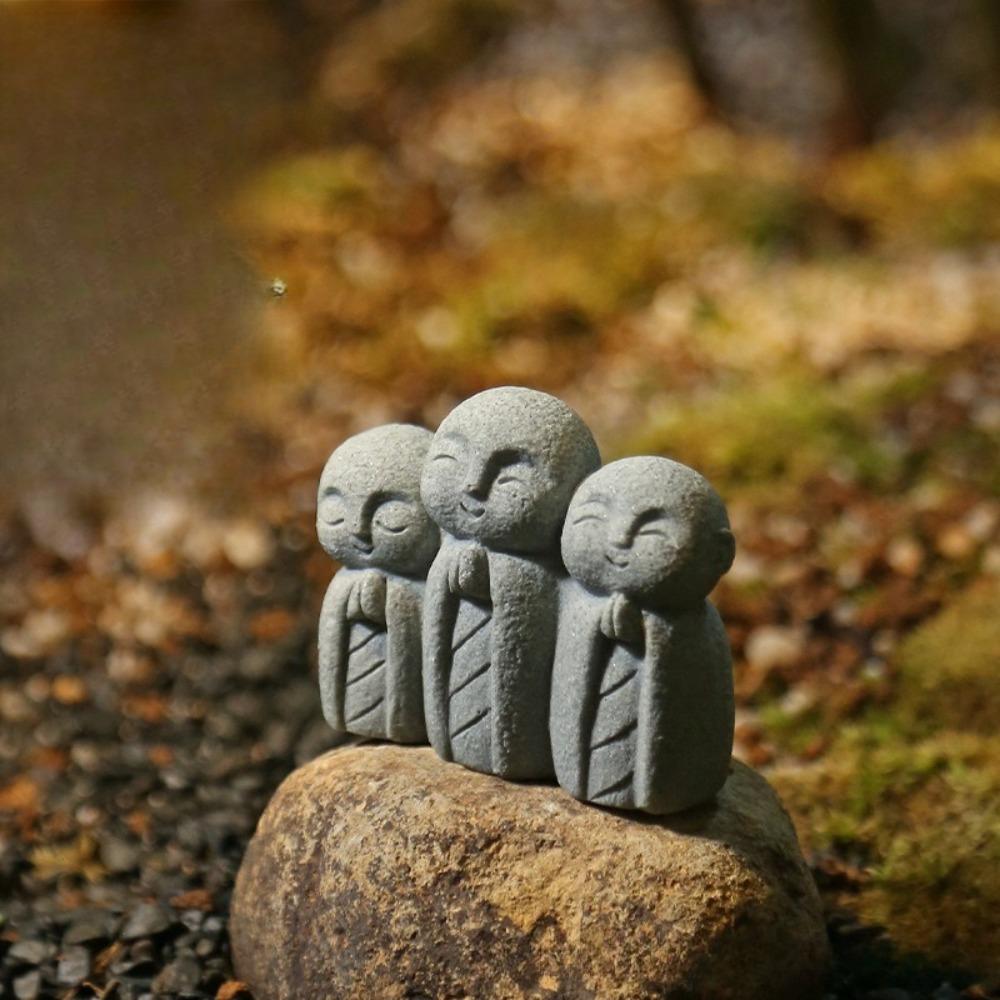 Statues de Bouddha Mignonnes Petites Sculptures de Bouddha Jizo Figurines Zen Ornements de Jardin Bouddhas Jizo Mini Statue de Bouddha Japonais