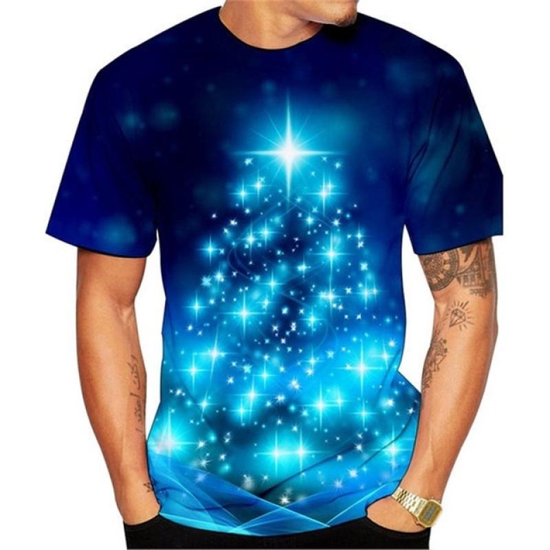 

Футболка с 3D принтом, мужские рождественские повседневные крутые вечерние топы с короткими рукавами, летние рождественские футболки унисекс, мужские и женские топы XXL