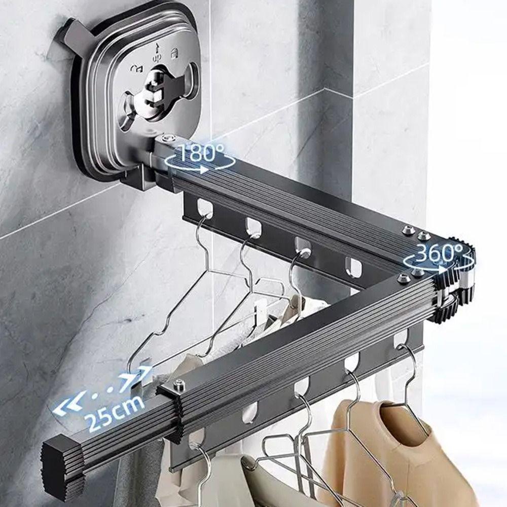 Wall Mounted Retractable Clothes Hanger Large Bearing Capacity Foldable Clothes Drying Rod Balcony