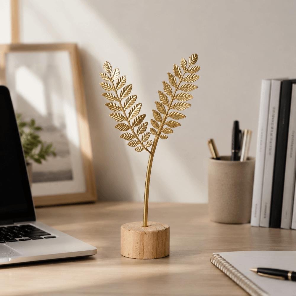 Flower Miniature Figurines Metal Art Ginkgo Leaf Ornament Desktop Ornaments Office Desktop