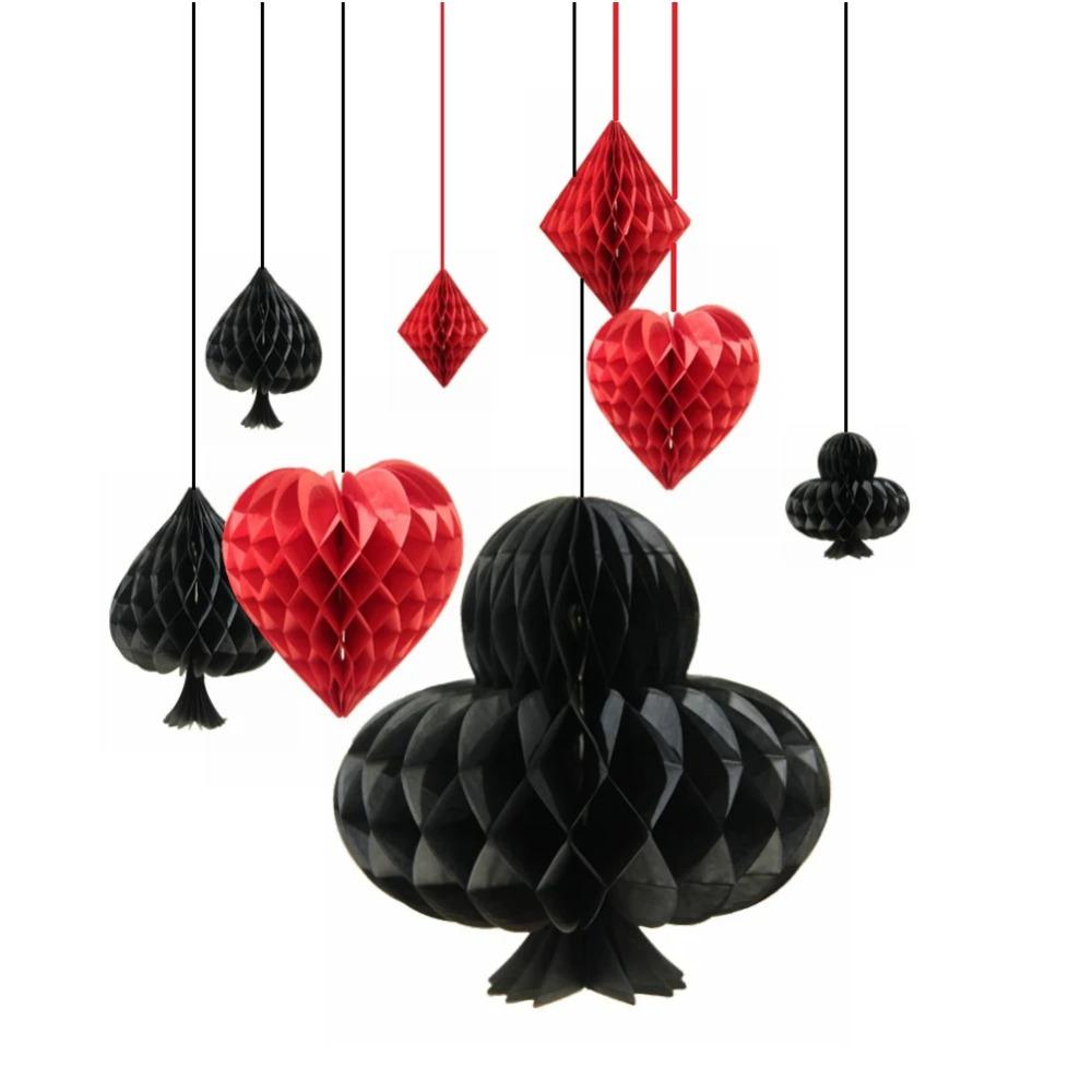 4pcs/Set Three-dimensional Casino Themed Pendant Paper Casino Party Decoration Stage Layout