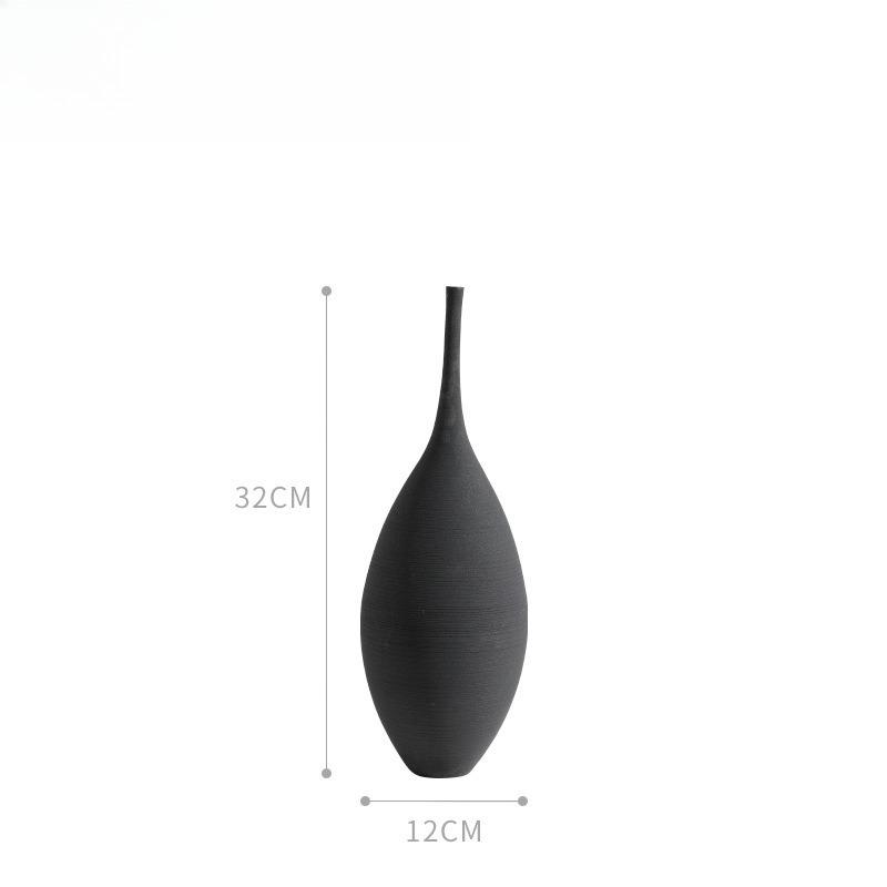 Minimalist Handmade Art Zen Vase Ceramic Decoration Living Room Model Home Decoration Black and White Art Vase Hand Drawing