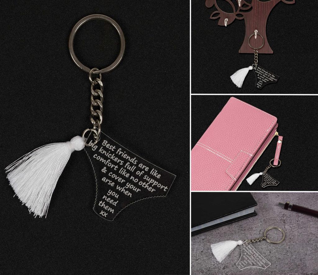 Inkdotpot Key Chain For BFF Engraved Acrylic Key Holder Housewarming Gift