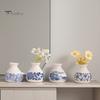 Miniature Flower Pot for Succulents Small Blue and White Porcelains Vase, Mini Chinoiserie Bud Vintage Ceramic Decorative Desktop Planter Oriental