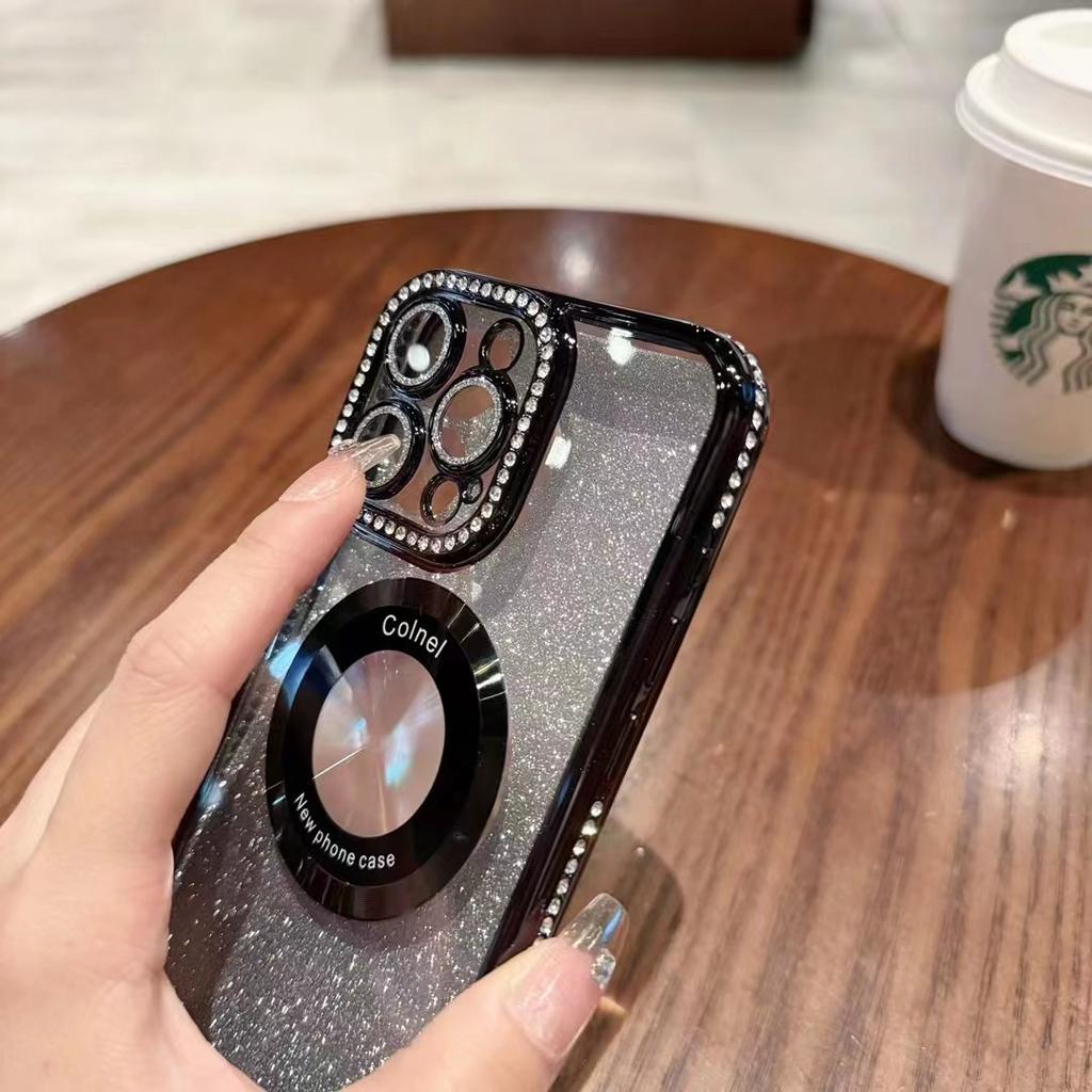 Suitable for Apple 16proMax Water Diamond Magnetic Phone Case, Gradient IPhone15 Anti-drop Lens Film 14 Protective Case