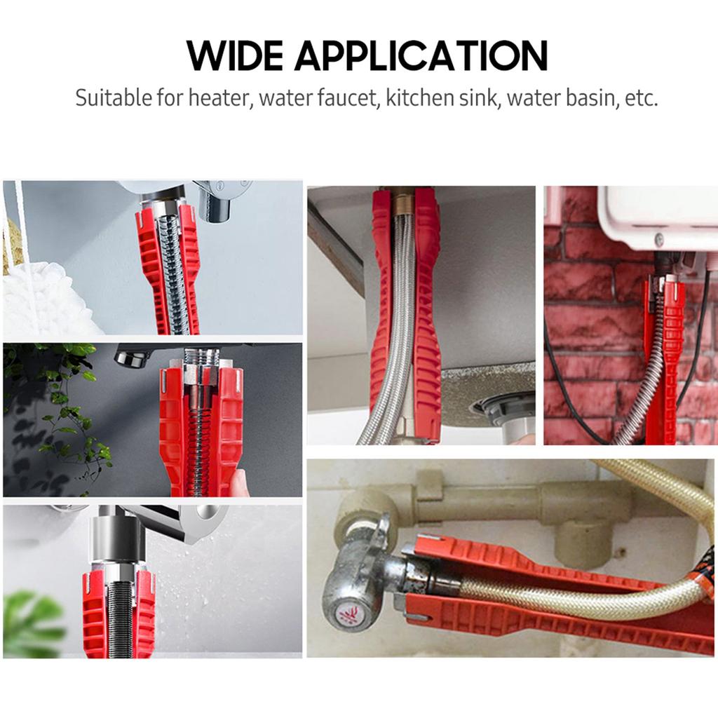 Faucet and Sink Wrench 8 in 1 Multifunctional Wrench Tool with Nut Remover & Bolt Extractor Double head Plumbing Wrench