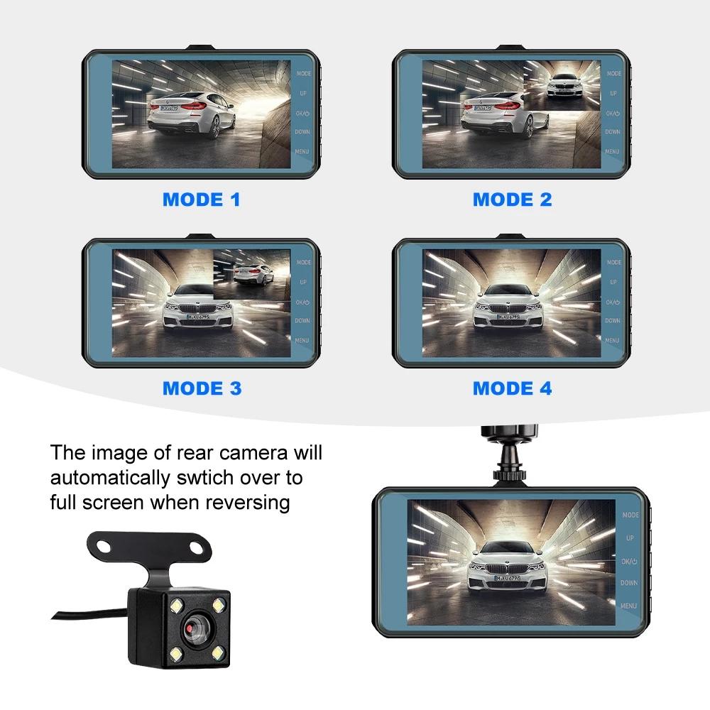 Car DVR Video Recorder Dash Camera 1080P Rear View Dual Lens 4 Full HD G Sensor Portable Cycle Recording Dash Cam Dashcam