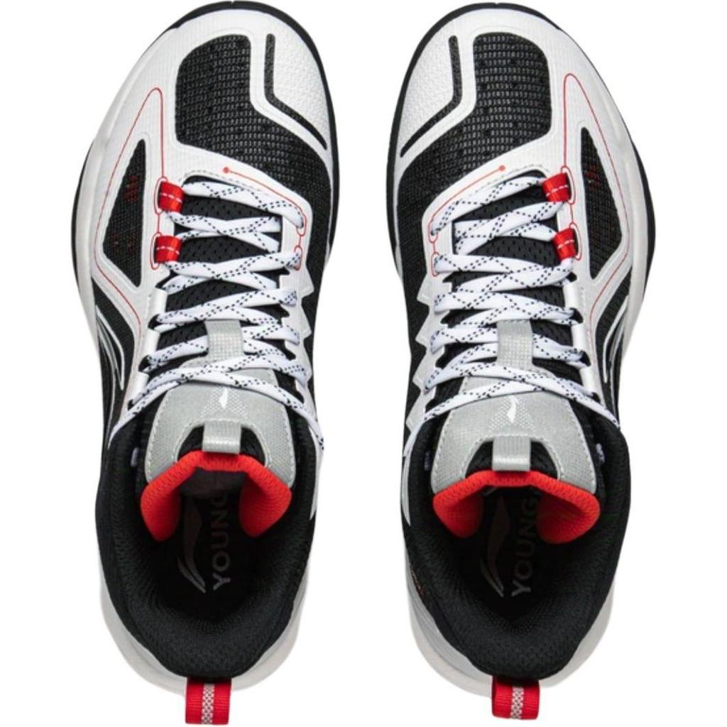Li Ning Kids Basketball Long Fist Comfortable Soft Non-Slip Wear-Resistant Low-Top Basketball Shoes Men basketball shoes Black White YKBV018-7