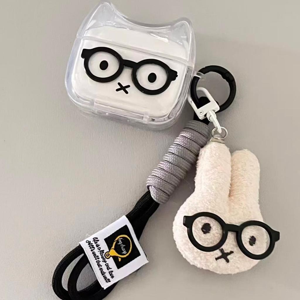 Cute Glasses Miffy Rabbit AirPods Pro1 Apple Bluetooth Headset Case 1/1 Generation Cartoon Protective Case
