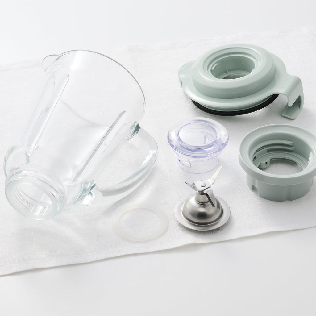 Toffy K-HBD2 Heat-Resistant Blender, Ice, Boiling Water (up to 120°C), Glass Jar, Smoothies, Soups, Dishwasher Safe, Two-Level Adjustment, Smoky Leaf