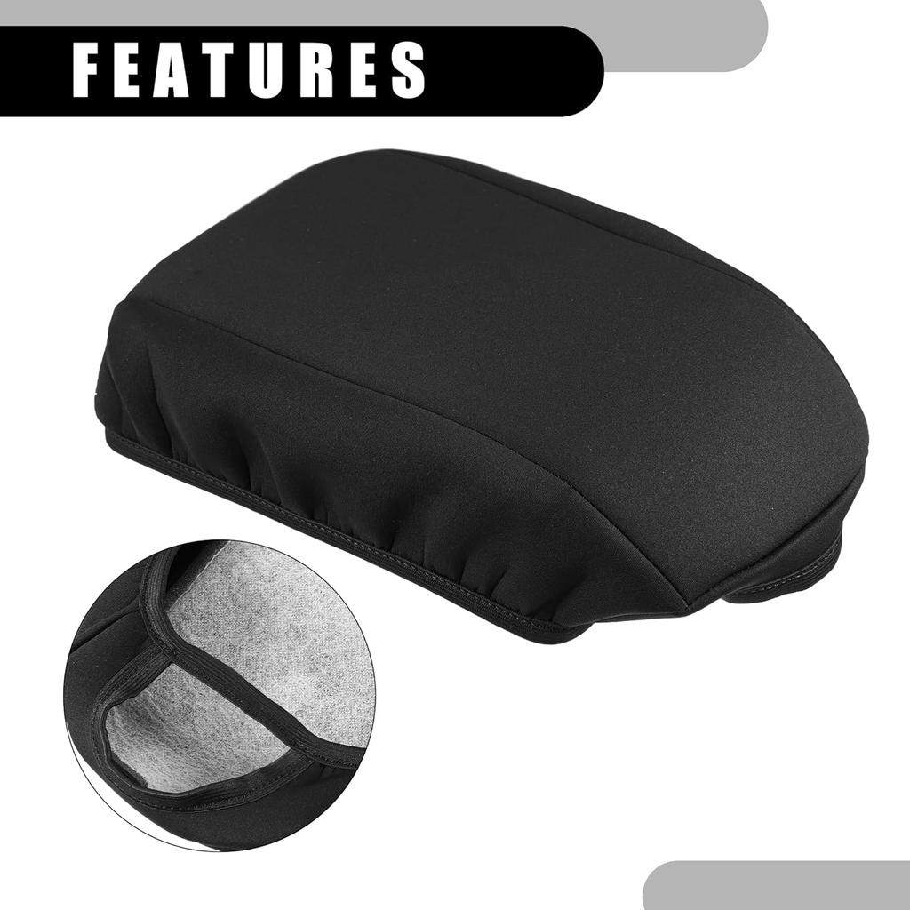 Center Console Seat Armrest Cover - Car Inner Seat Armrest Lid Storage Covers Trim - for Ford Escape 2017-2019 Neoprene Fabric Black - 1 Pc