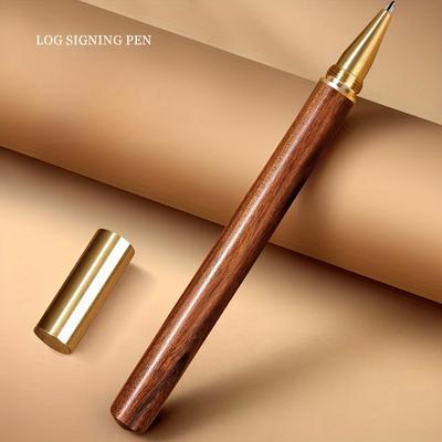 1pcs Signature Pen Solid Wood Pen Business Premium Office Wood Pen Brass Cap 0.5mm Black Ink Pen Office School Supplies Business Gifts