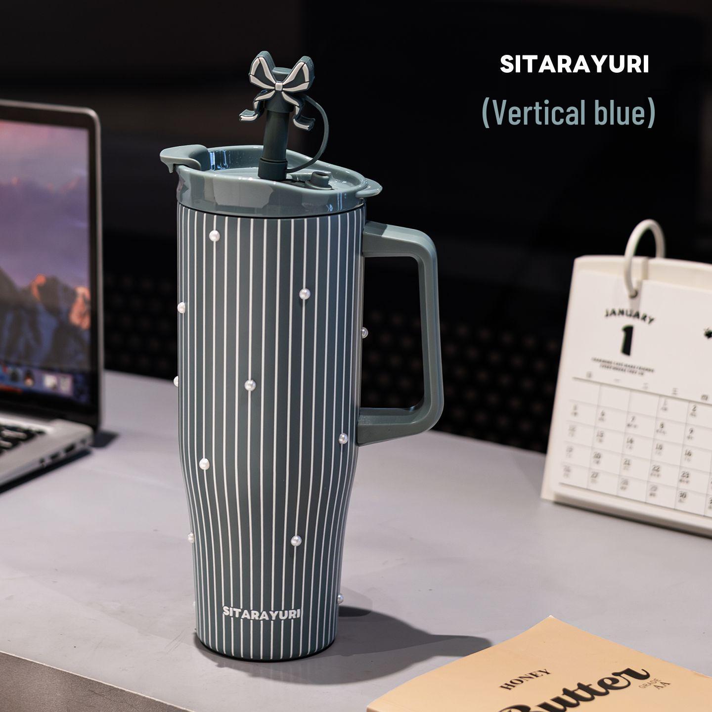 Sitarayuri Large Capacity Straw Cup for Girls - Ideal Office Gift 1200ml