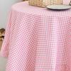 Tablecloth Farmhouse Style Plaid Pattern Ruffled Edge Tablecloth Round Shape Soft Cotton Linen Fabric Cloth Table Cover
