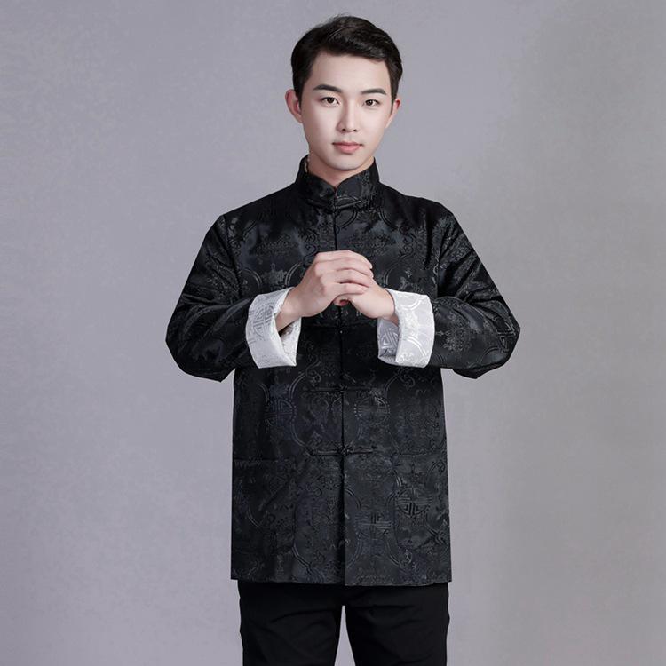Men's Reversible Tang Suit Top - Retro Chinese Style, Stand Collar, Frog Button, Long Sleeve Outerwear