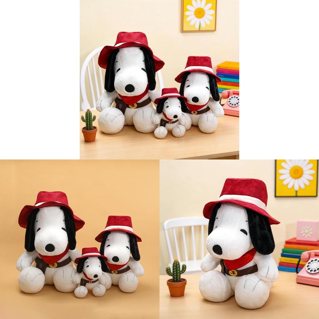 Classic Western Cowboy Snoopy Plush Toy With Polyester Fiber Filling For Kids And Collectors