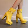 Women Platform Boots High Heels Winter Women Shoes Fashion Rivets Belt Buckle Round Toe Ankle Boots for Women Size 42 43 WSH4982