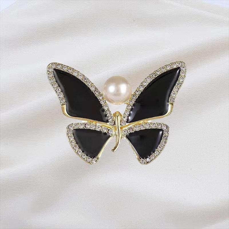 Butterfly Brooch Women'S High-End Sense Niche High-End Pin Temperament Fixed Clothes Suit Pearl Jewelry