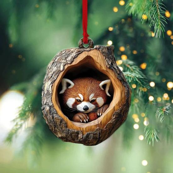 Forest Animal Christmas Ornament 2D Acrylic Owl Raccoon Koala Squirrel Xmas Tree Hanging Decoration for Tree Home Party Decor