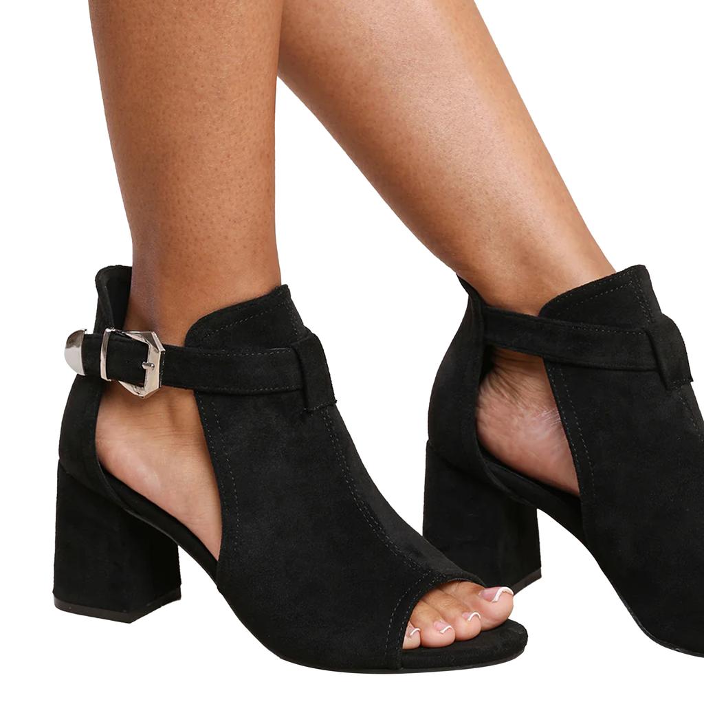 Where's That From Damen/Damen Lisa Wildleder Sandalen mit offenen Zehen und breitem Blockabsatz