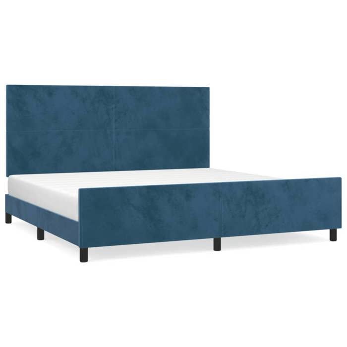VidaXL Cadre de lit avec tête de lit Bleu foncé 200x200 cm Velours3125657