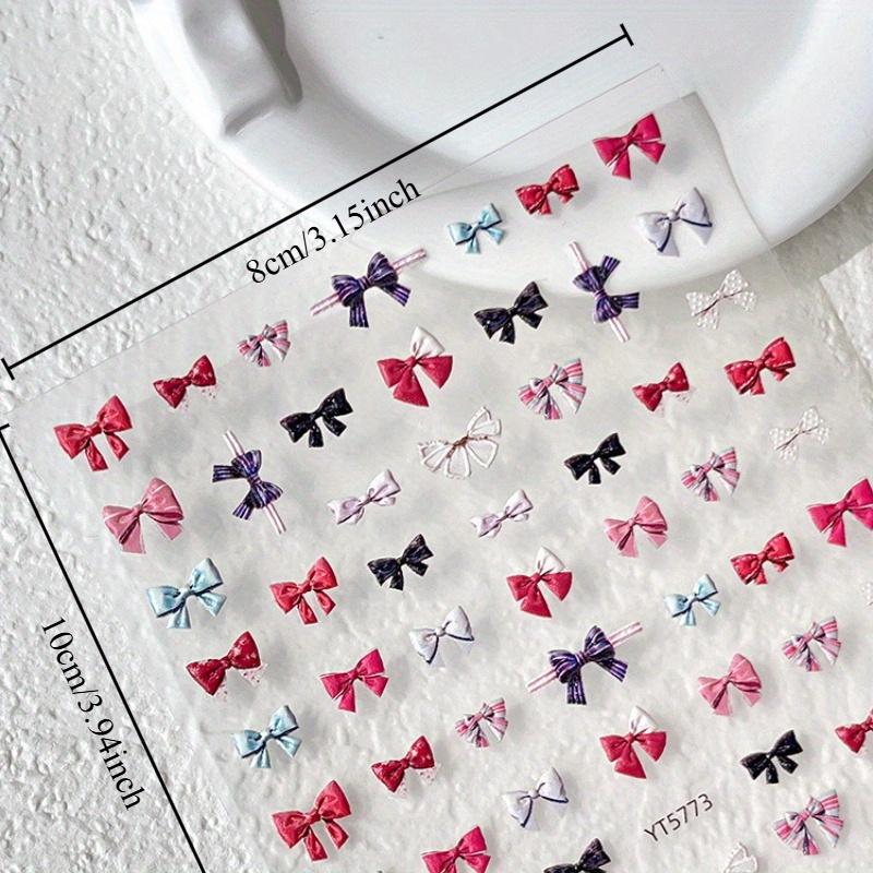 

Colorful Bow Nail Stickers Embossed Nail Art Decals Reusable Nail Decor for Women, Perfect Holiday Gift For Nail Accessories, Nail Design