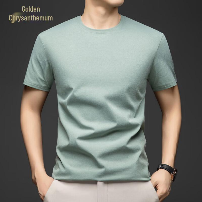Jinjuan Men s Solid Color Cooling Breathable Round Neck T-Shirt 2XL