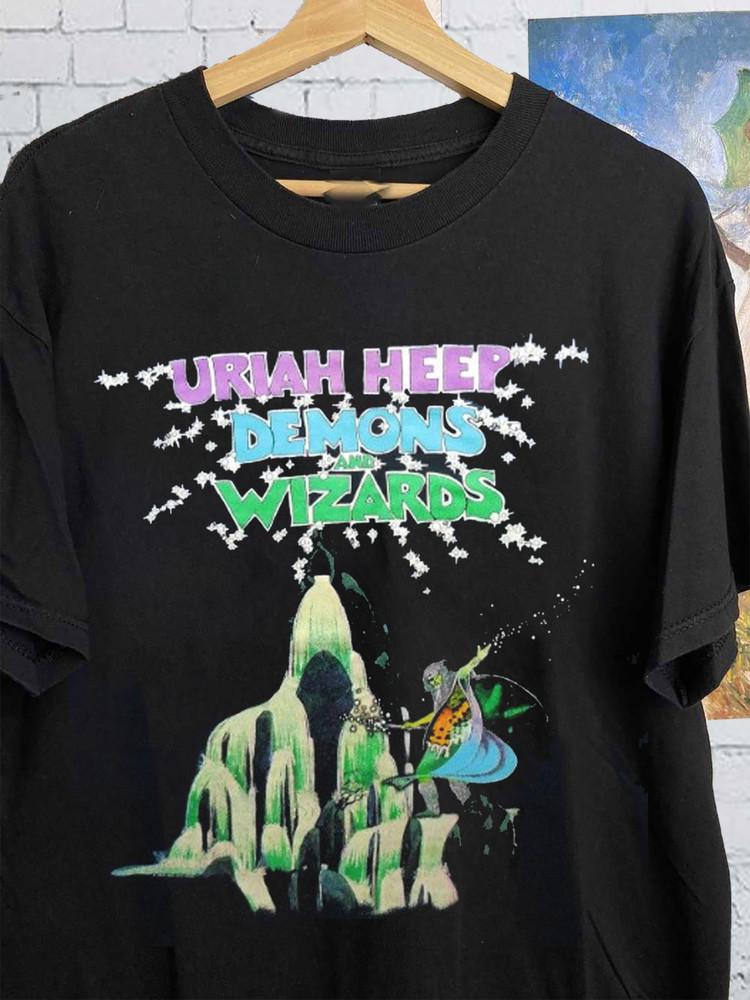 Редкая футболка Uriah Heep - Demons And Wizards Черная Все размеры Футболка AH1366 Унисекс Футболка M