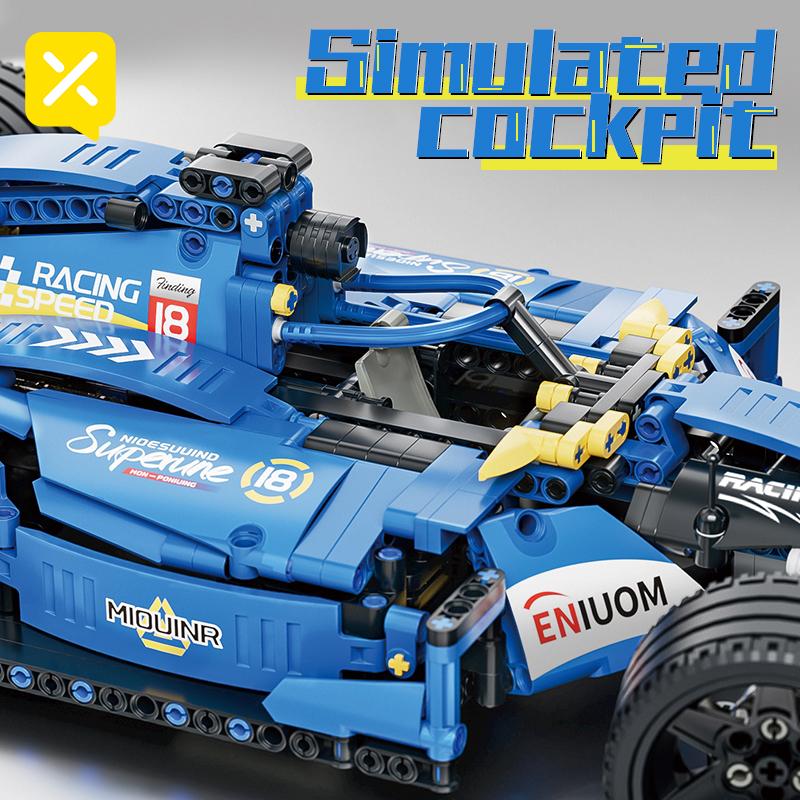 Toylinx 1:10 Building Racing Car Blocks Blue Car Desktop Decorations Collectible Model Car Kits Toy Festive Giving Gift No Box