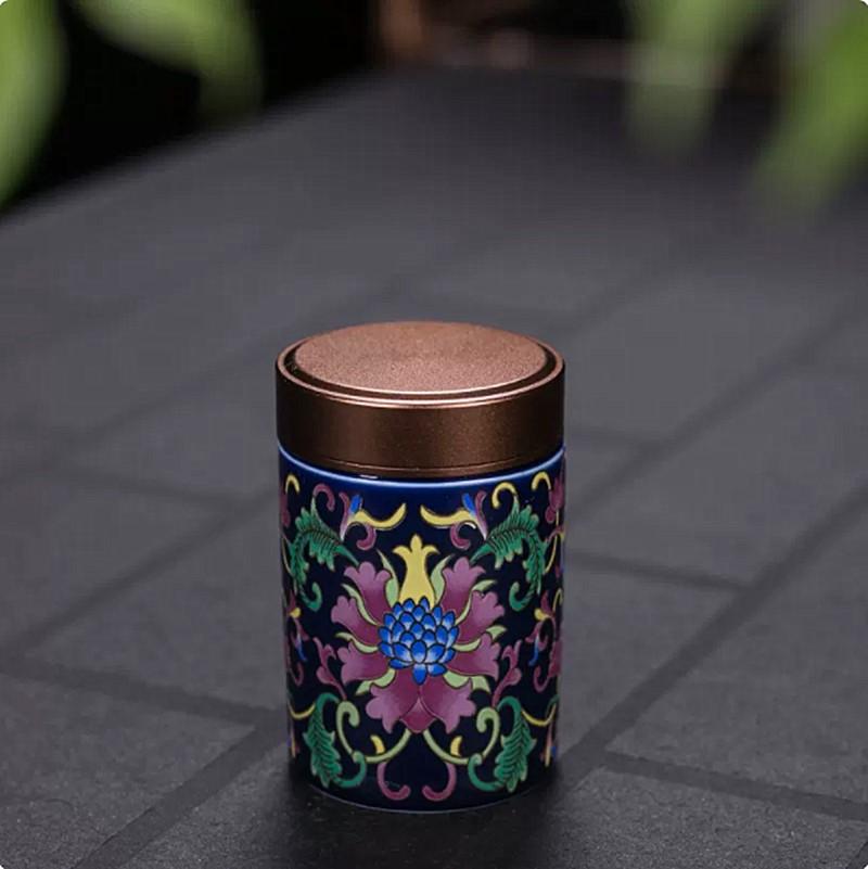 Exquisite Pastel Ceramic Tea Caddy Portable Travel Sealed Tea Boxes Tea Jar Storage Tank Coffee Canister Spice Candy Containers