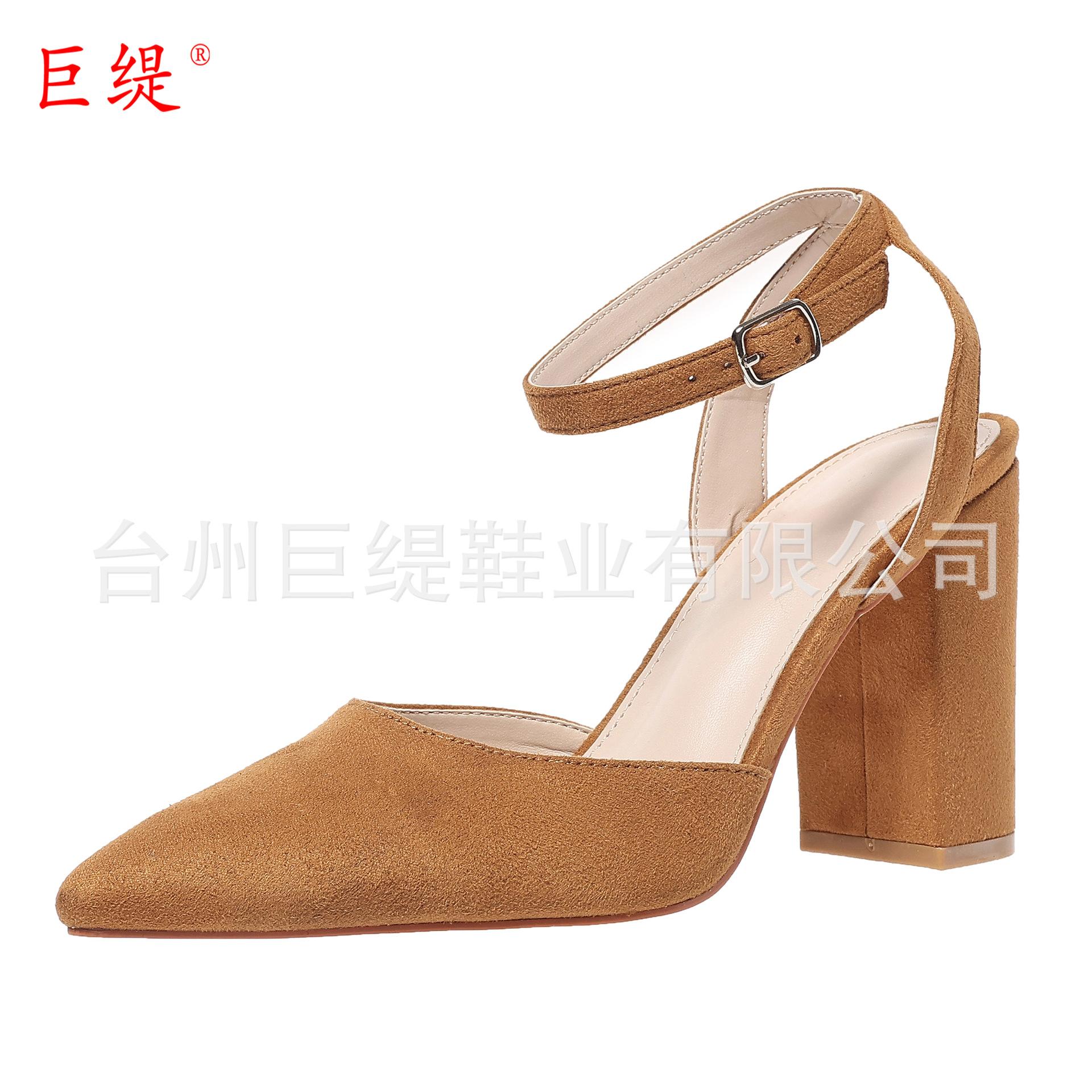 

Жіночі туфлі на високих підборах із загостреним товстим каблуком великого розміру 11 коричневий