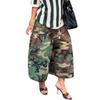 Pantaloni da donna a vita alta mimetici a gamba larga