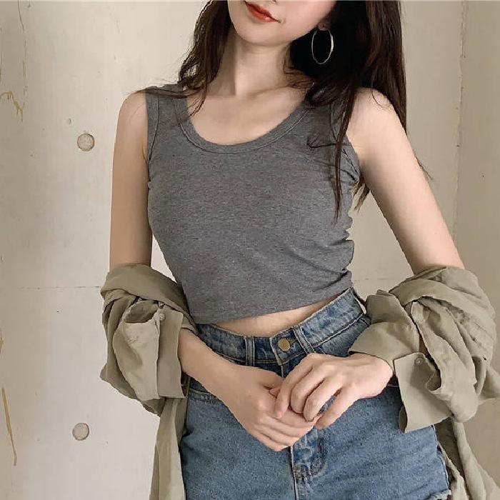 Short Suspender Inner Strap Bottom Sleeveless Suspender Student Top for Women In Spring and Summer Wear Tight Navel Exposed Vest