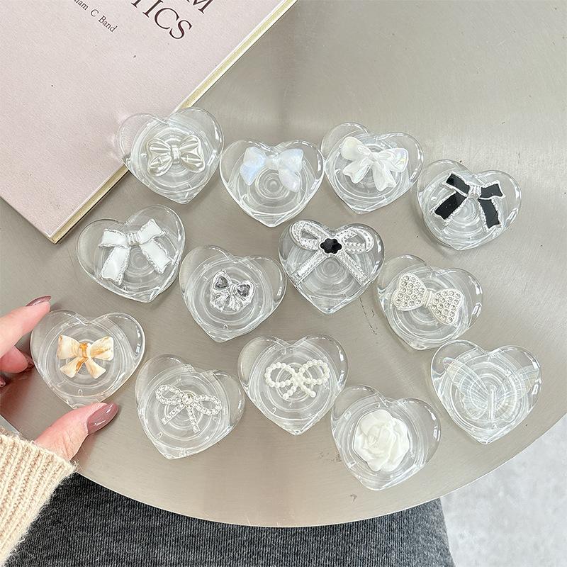 Transparent Mobile Phone Airbag Bracket, Paste-Type Love Bow Air Cushion, Retractable Desktop Support Frame, Lazy Ring.