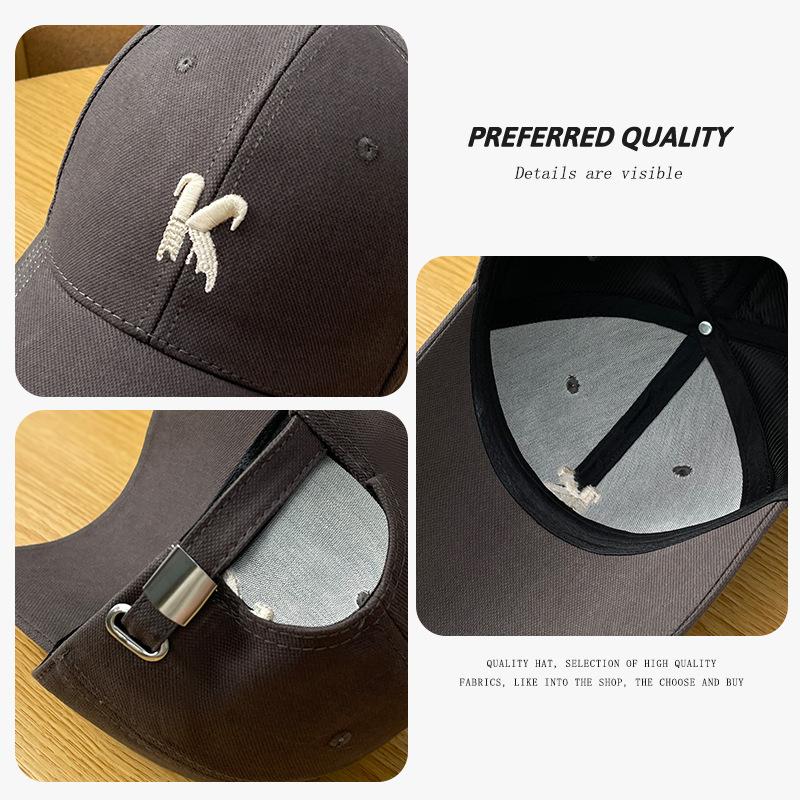 K letter embroidered hard top sunshade baseball cap men's spring and summer wide brim showing face small sunscreen versatile cap