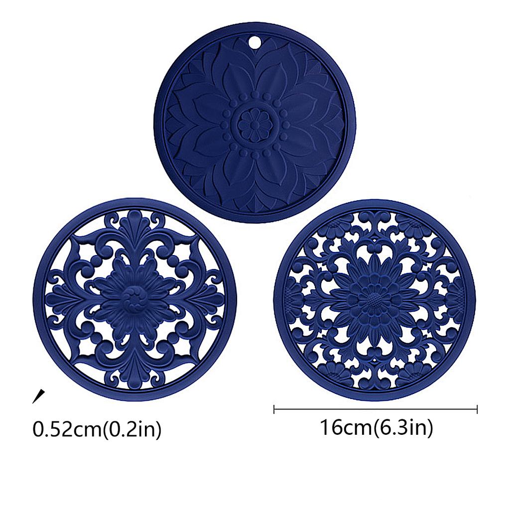 3 adet/set Yeni Çin Tarzı Kesme Silikon Bardak Altlığı Dairesel Yalıtım Pedi Su Filtresi Pedi Yanmaz Mat Mutfak Aksesuarı