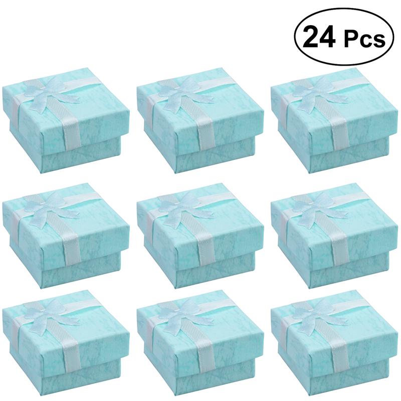 

24pcs Jewelery Organizers Storage Gift Boxes For EarPink Couples Book EarGift Storage Case Display Cases Bracelet Bow небо синє кольору