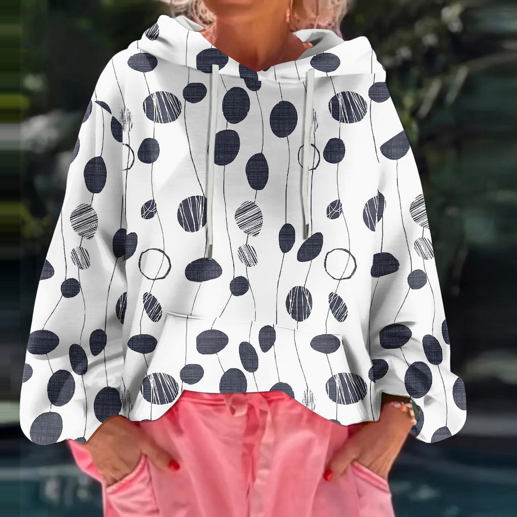 Women's Floral Print Loose Casual Long Sleeved Hooded Sweatshirt