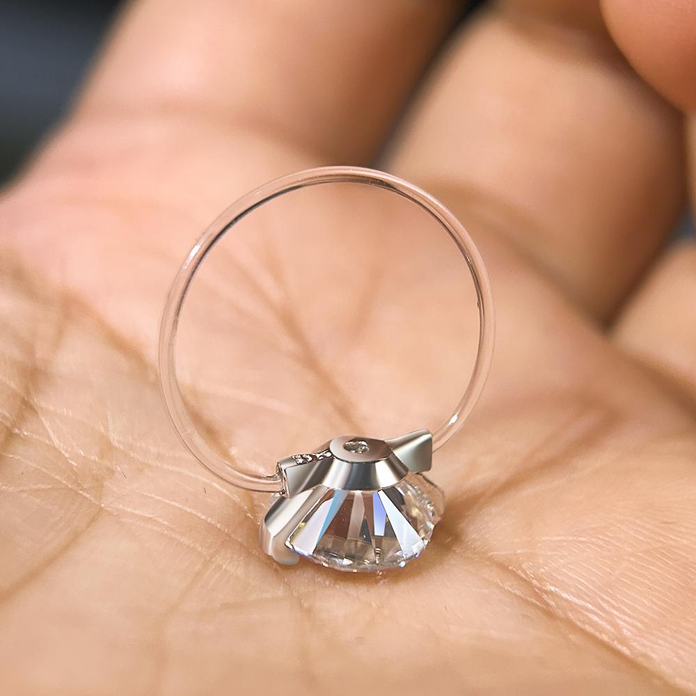 IGOTOS Transparent Fishing Line Moissanite Ring Certified S925 Silver Round Diamond Ring Wedding Band Jewelry for Women