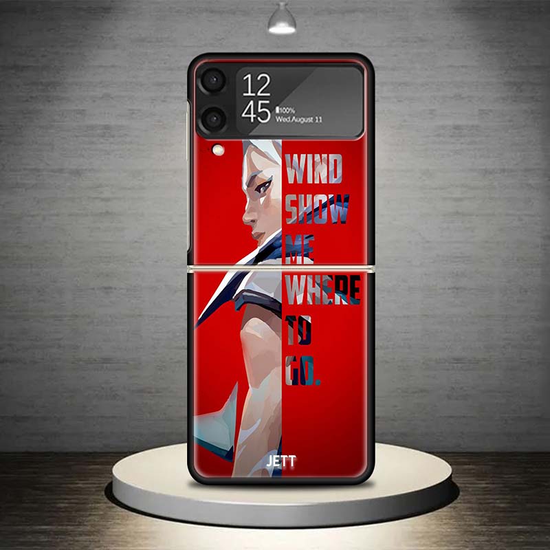Valorant Jett Phone Case For Samsung Galaxy Z Flip 7 6 5 4 3 5G Cover ZFlip7 ZFlip6 ZFlip4 ZFlip5 ZFlip3 Coque Fundas Galaxy Z F