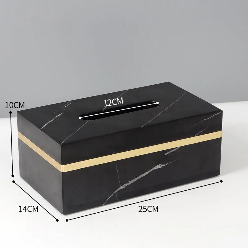 Natürliche Marmor-Taschentuchbox Goldener Strich Badezimmer-Papierboxen Westliches Restaurant Schreibtisch-Serviettenhalter Heimdekoration Modern