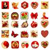 50Pcs Red Aesthetic Vintage Rose Stickers - Non-repeating Decals for Phone/Notebook/Cup Decor