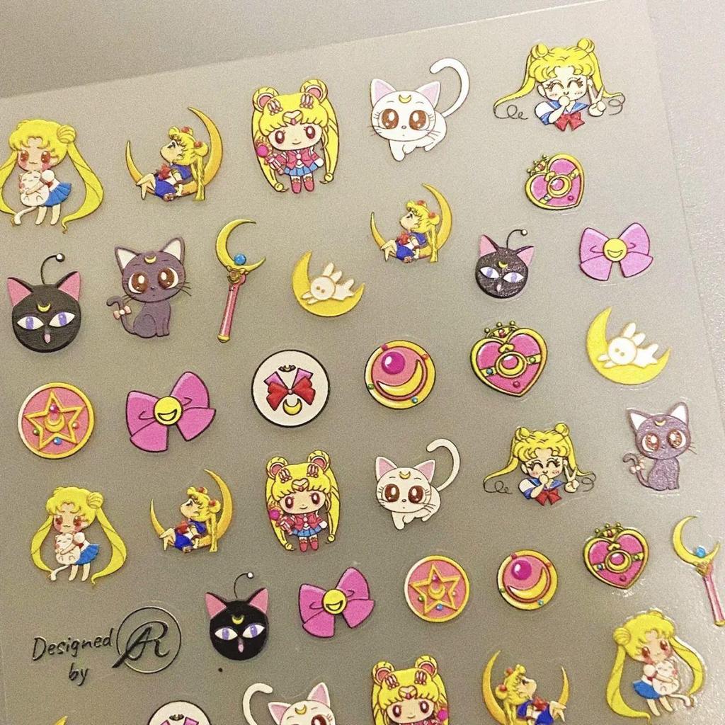 Sailor Moon Nail Stickers: Cute Heart & Ice Moon DIY Nail Art