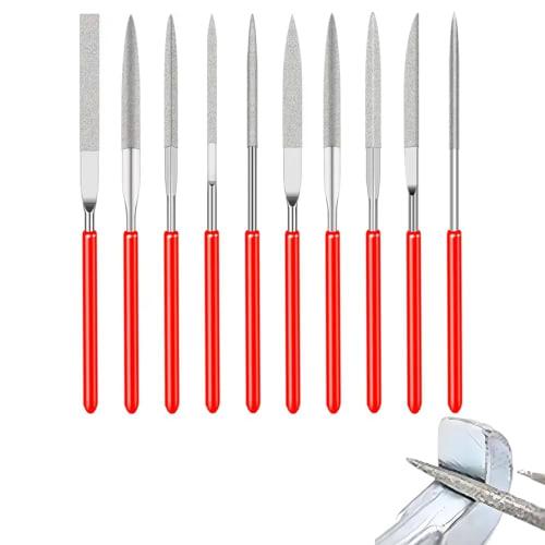 XINSHEYE Diamond Metal Files, 3*140mm, Set of 10, Precision Metal Rod Files for Deburring, Ironwork, Woodworking, and DIY Polishing
