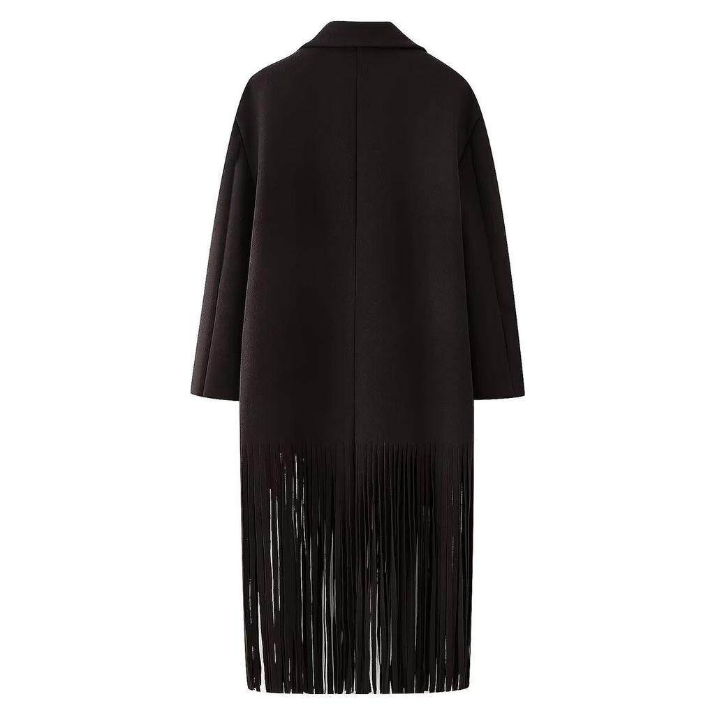 New autumn models, women's clothing, European and American French design, fashionable versatile tassel long suit jacket